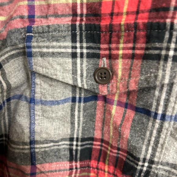 Lucky Brand Men's Blue Red Plaid Flannel Long Sleeve Button Down Pocket Shirt L - Picture 5 of 8